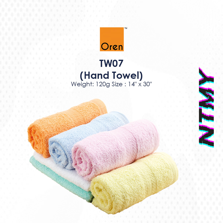 TW07 Oren Sport Hand Towel Full Cotton Tuala Muka Serap Air 120g 14" x 30" NTMY