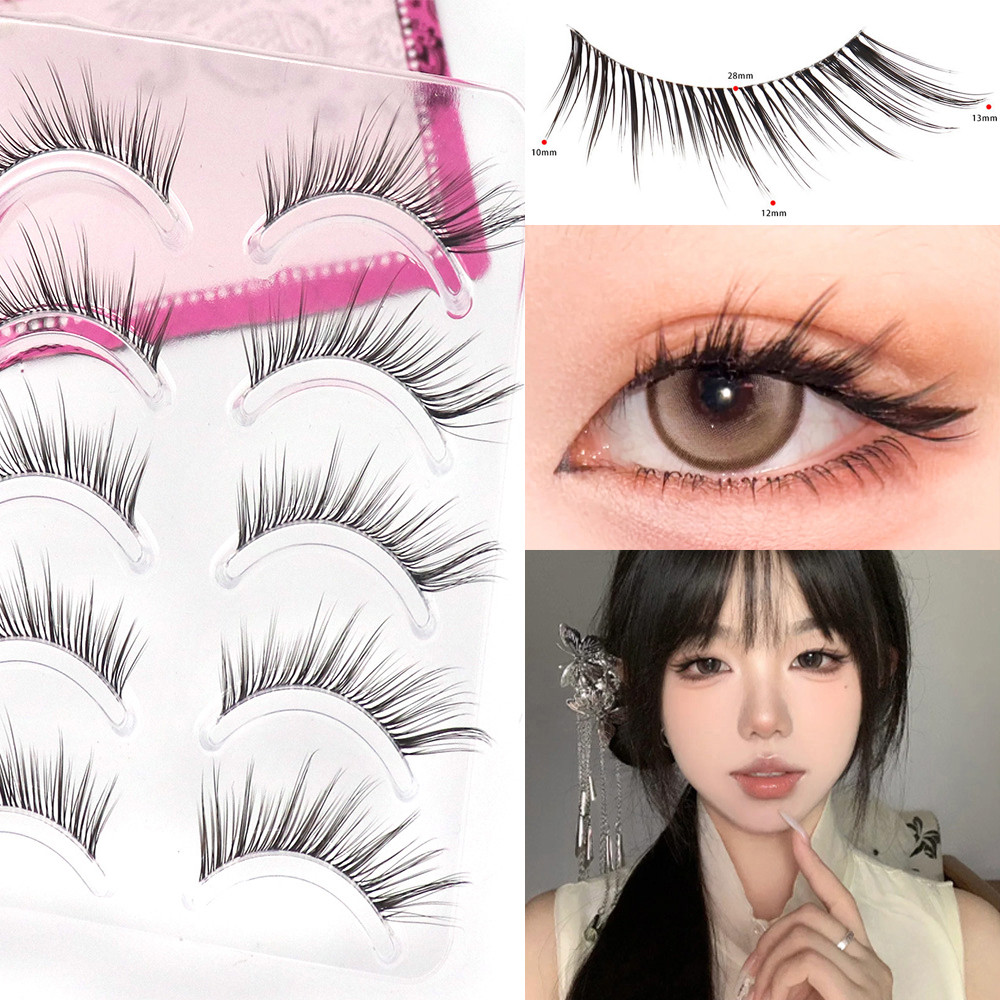แต่งหน้าทุกวันตาโตธรรมชาติยาวFairy Fox EyeขนตาปลอมReusable Manga Lash Extension Cross V 5 คู่Wispy 3Dเกาหลี