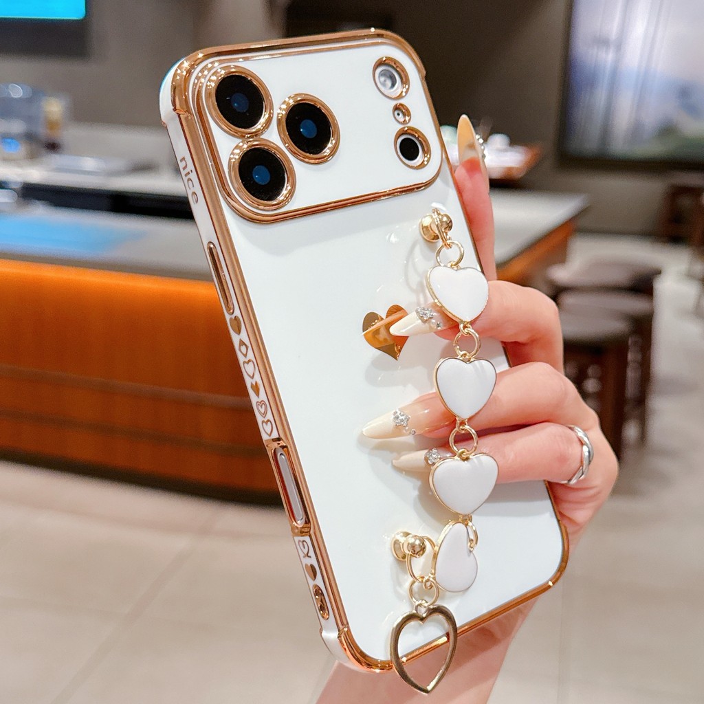 กรณีกันกระแทก ลายหัวใจเรซิน พร้อมสายคล้องมือ สำหรับ iPhone 17 Promax 16 15plus 14 13 12