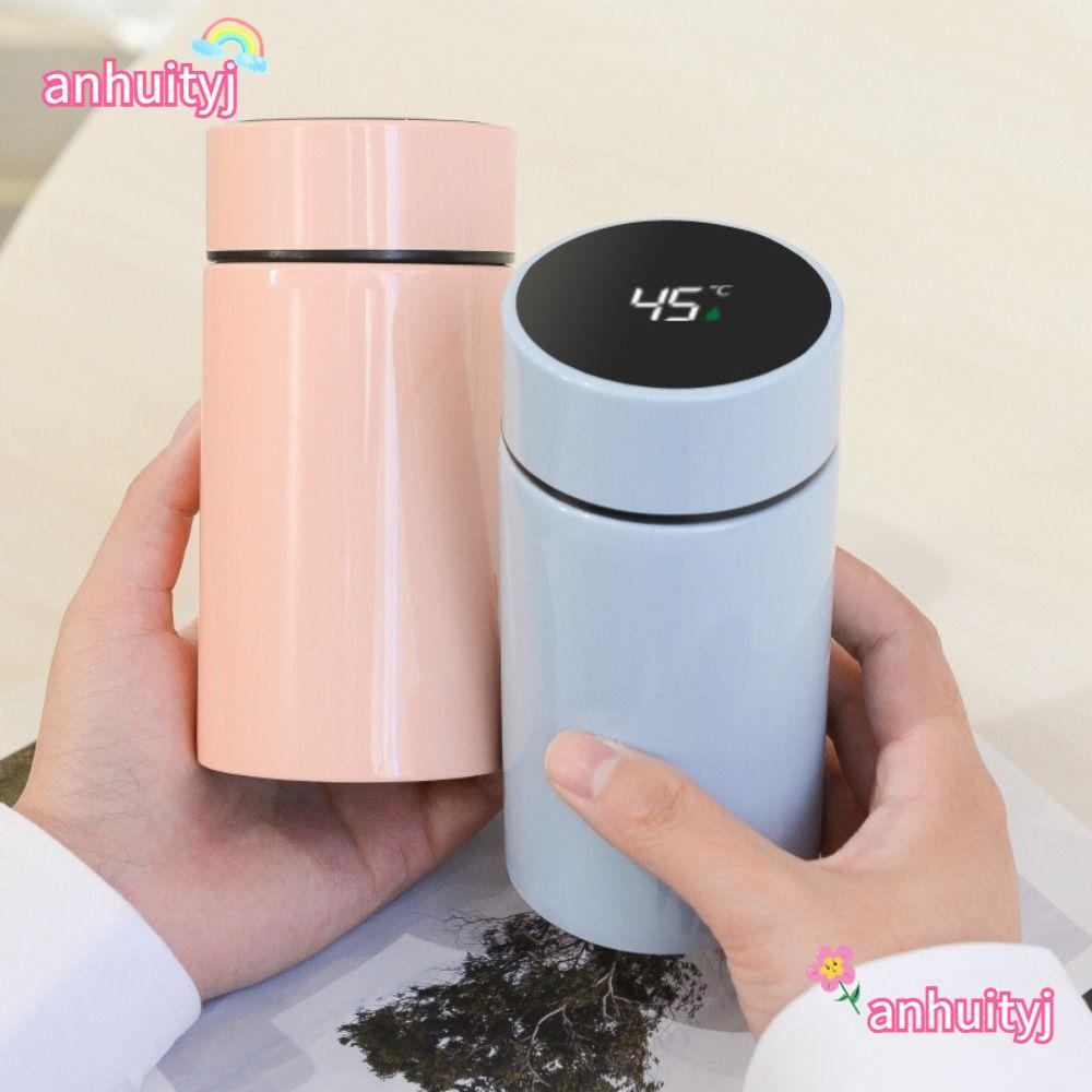 อันฮุยตี้จ แก้วเก็บความร้อนอัจฉริยะ,สแตนเลส200มลกระติก,แบบพกพาป้องกันการรั่วมินิแก้วกาแฟแสดงอุณหภูมิขวดน้ําฉนวน