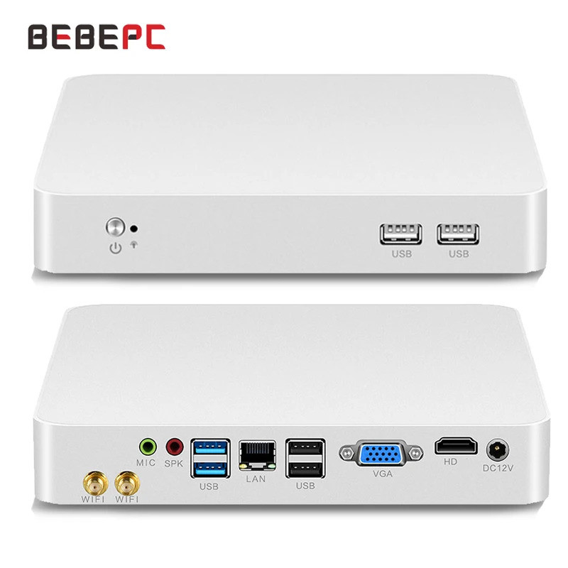 BEBEPC Mini PC HTPC Intel Core i5 4200U 3317U i3 6100U Windows 10 Pro/XP USB Mini คอมพิวเตอร์ Cooler
