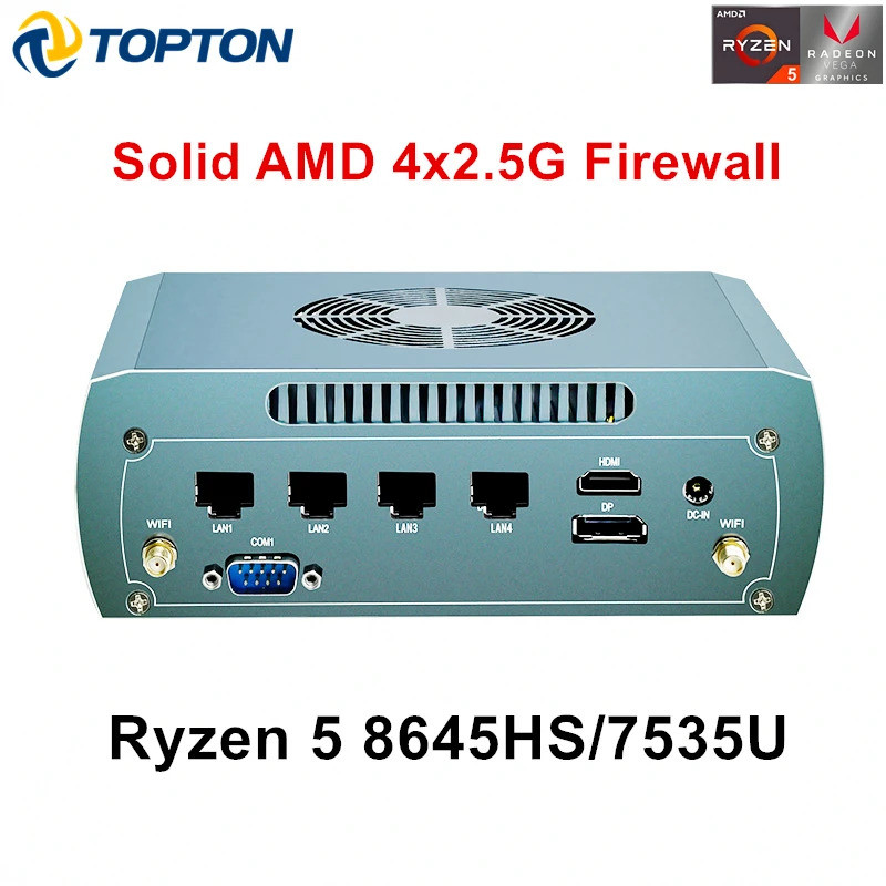 Topton Solid FU04 Firewall Mini PC AMD Ryzen 5 8645HS 7535U 4*Intel 2.5G LAN 2*DDR5 2*NVMe NAS คอมพิ