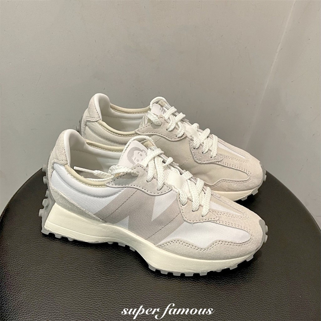 New Balance Noritake X New Balance 327 ผู้ชายผู้หญิงสีเทาสีขาว NB327 ชื่อชุด MS327 รองเท้าวิ่งกีฬาลํ