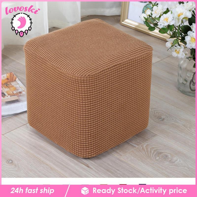 [Lovoski] Ottoman Cover Slipcover โพลีเอสเตอร์ Ottoman Slipcover สี่เหลี่ยมผืนผ้า Ottoman Cover สําห