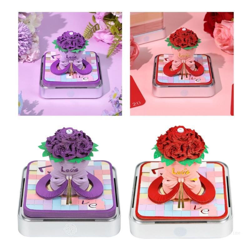 Top Tender 3D กระดาษ Rose เดสก์ท็อปปฏิทินและหมายเหตุ Pad สําหรับ Newyear Twenty หก