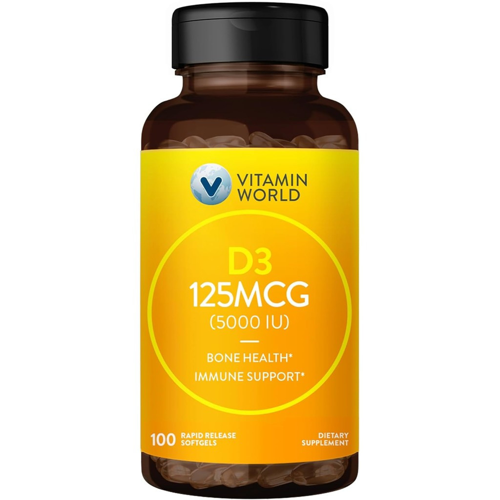 วิตามินโลกวิตามิน Ng3 5000 I 100 Softgels ความจุขนาดใหญ่พิเศษ Bio-Energy ส่งเสริมกระดูก Health Suppo