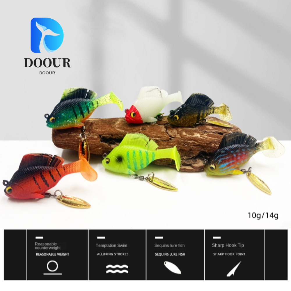 DOOUR SwimBit เหยื่อเบสนุ่มเทียม Dark Sleeper พร้อมตะขอตะกั่ว Pike Shad Jig