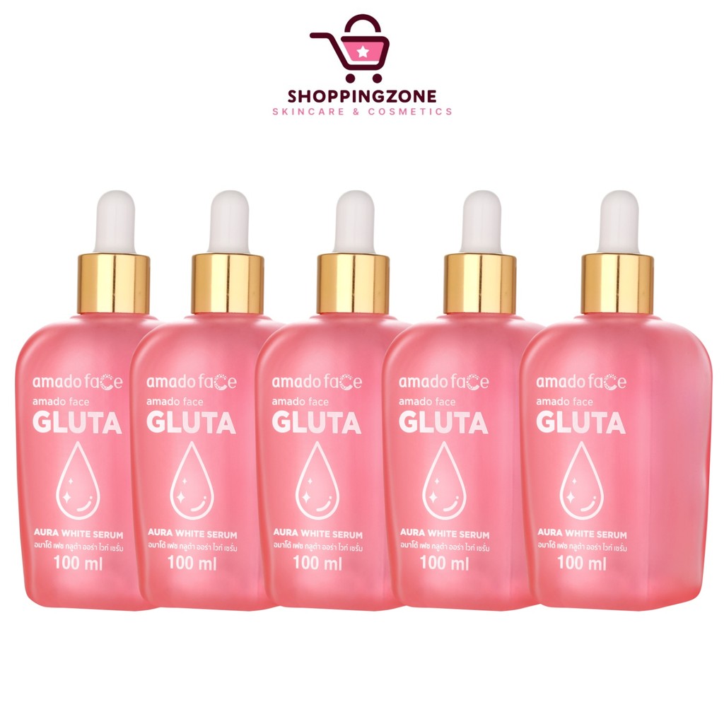 [5 ขวด] Amado Face Gluta Aura White Serum อมาโด้ เฟซ กลูต้า ออร่า ไวท์ เซรั่ม [100 ml.]