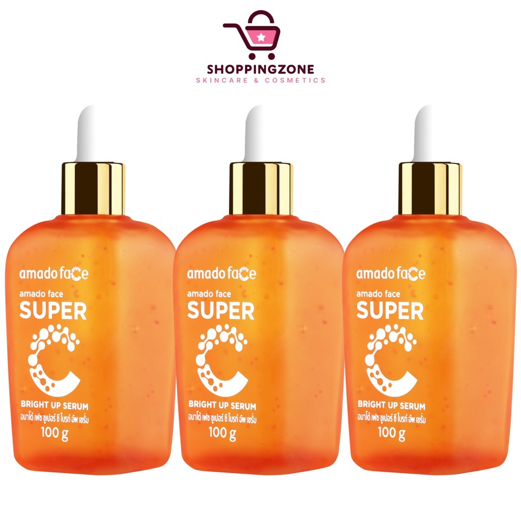 [3 ขวด] Amado Face Super C Bright Up Serum อมาโด้ เซรั่ม Vit-C [100 g.]