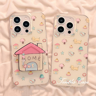 เข้ากันได้กับ IPhone 17 16 15 14 13 12 11 Pro Max X XR Xs Max 7 8 Plus SE2020 Puppy Home Bracket เคสโทรศัพท์ปกอ่อน