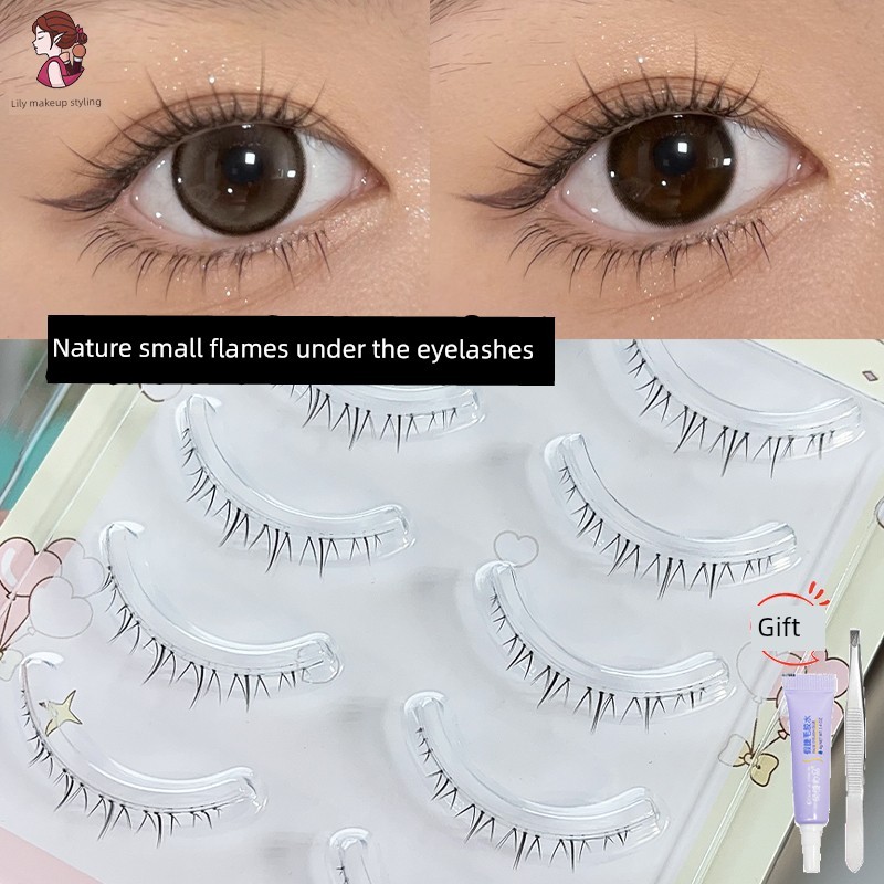 ขนตาปลอม ขนตาล่าง Menglu Xiaohuo ขนตาล่างแบบชิ้นเดียวขนตาปลอมแบบธรรมชาติเทียมแบบชิ้นเดียวสำหรับมือให