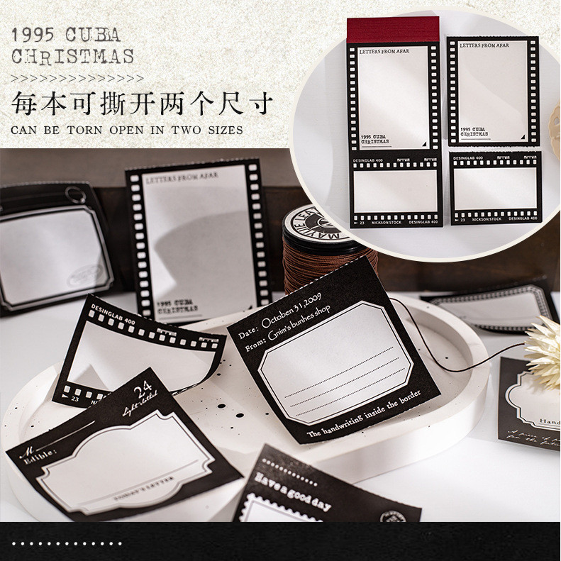ไดลี่|50แผ่นในสีดําสีขาวหมายเหตุBaotou Notepad Retro Borderวัสดุสติกเกอร์คู่มือตกแต่งฐานข้อความกระดาษคู่มือสติกเกอร์หมายเหตุ - รูปที่ 4