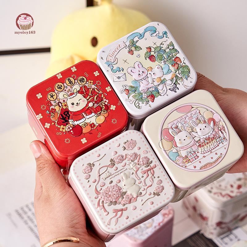 Myoloy รูปแบบบรรเทากล่องดีบุกสแควร์ Tinplate Storage Jars Candy บิสกิตชาคอนเทนเนอร์ของขวัญกล่อง TH