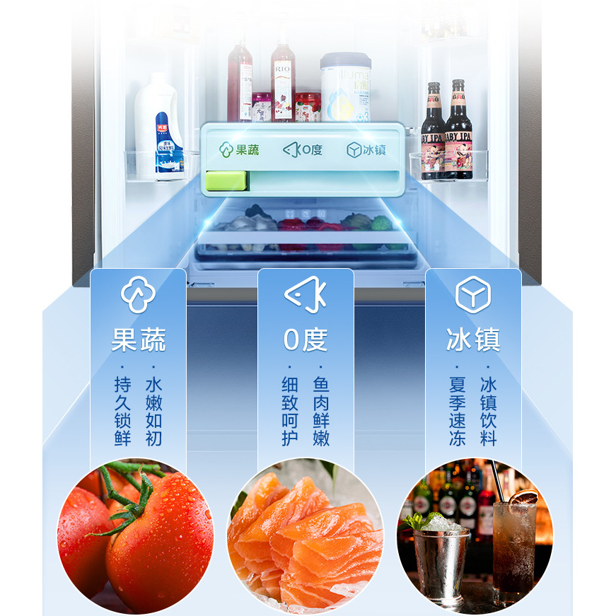 MeiLing/MeiLing BCD-357WP9BX การแปลงความถี่คู่ Air Cooling Frostless Multi-ประตูขนาดใหญ่ความจุ Energ