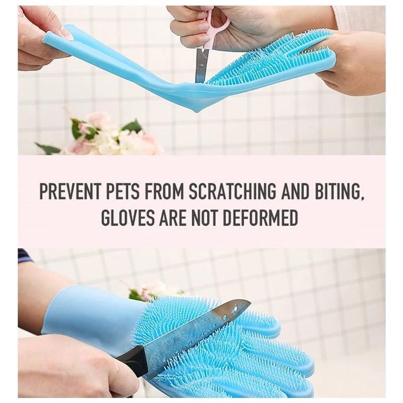 ถุงมืออาบน้ำ อาบน้ำสัตว์เลี้ยง ถุงมือนวดทำความสะอาด ถุงมือป้องกันรอยขีดข่วน ถุงมือป้องกันการกัด ถุงมือซิลิโคน ถุงมือ - รูปที่ 4