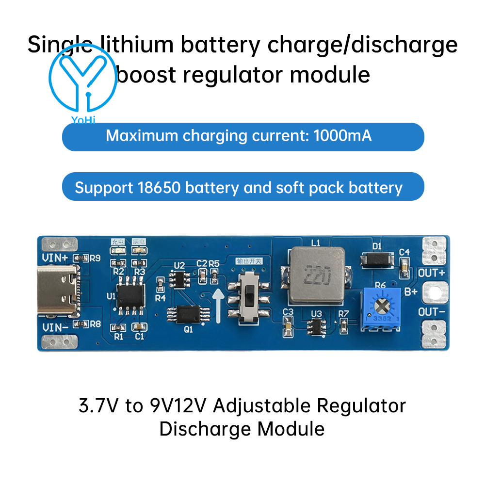 YoHi Type C Li-ion Battery Charger/Discharger Booster/Regulator Module 3.7V 9V 12V ปรับ Charger/Disc