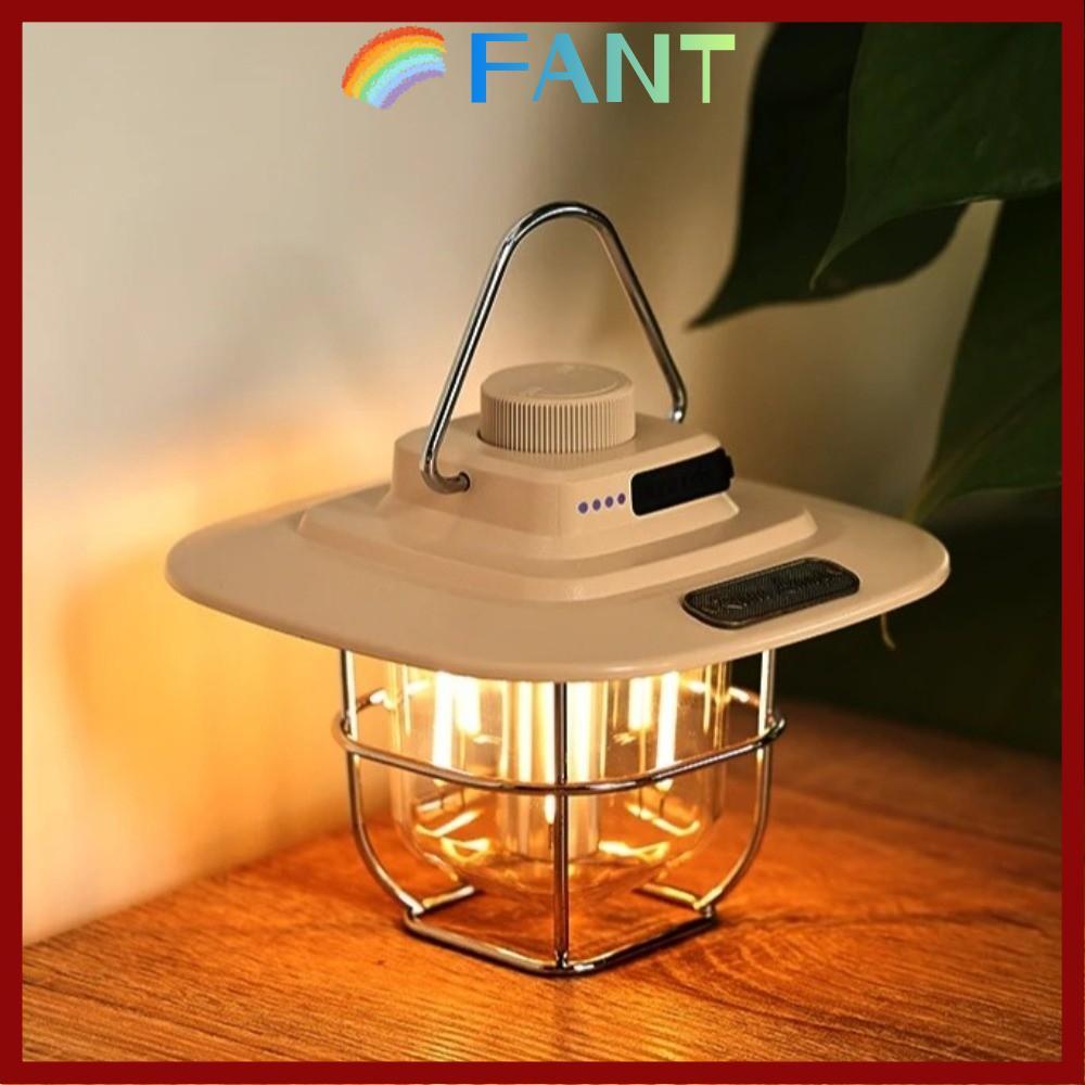 FANT โคมไฟกลางแจ้งกันน้ําดีไซน์เรโทร ชาร์จ Type-C แบตเตอรี่ใช้งานได้นาน สำหรับแคมปิ้งและOutdoor