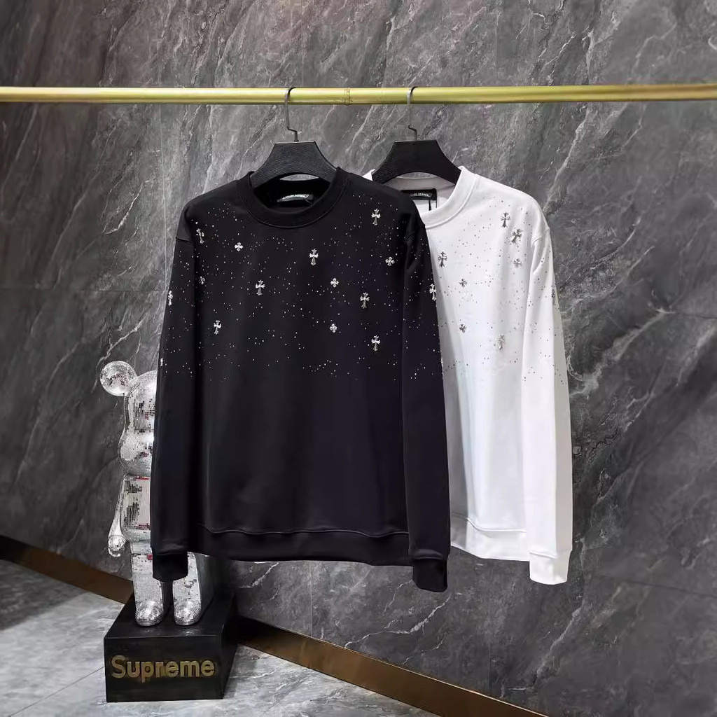 Chrome Hearts Chrome Hearts Cross เสื้อสเวตเตอร์คอกลมผู้ชายผู้หญิงหลวม