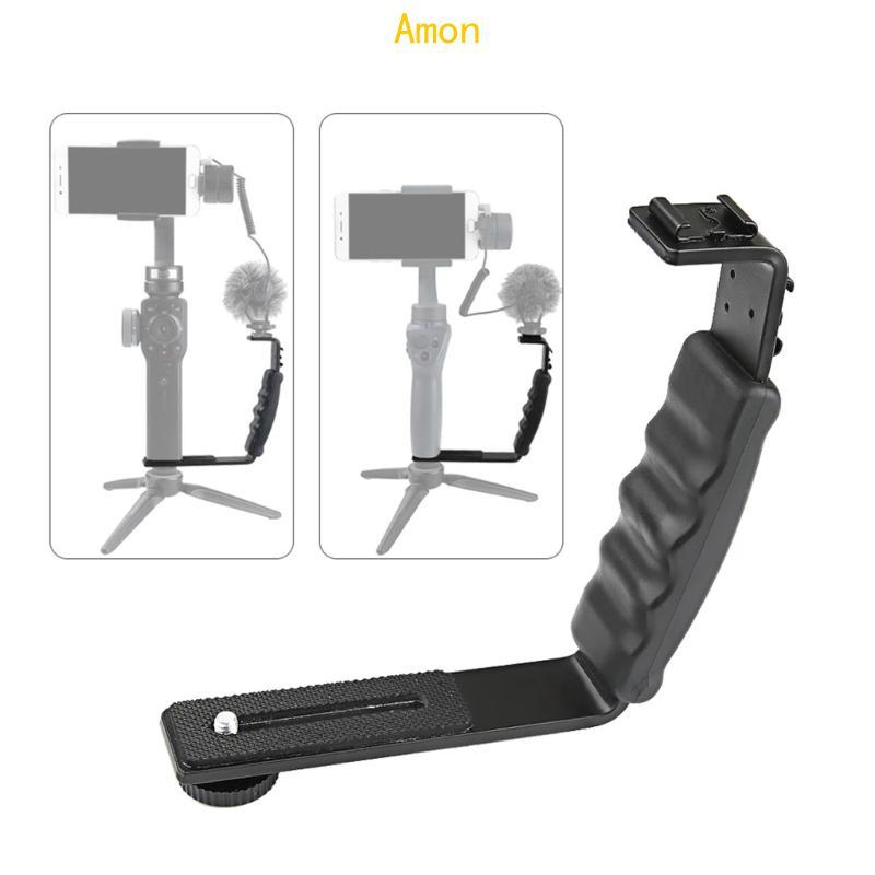 Amon DSLR กล้อง L-Bracket Video Handle Grip Flash Light พร้อม Cold Shoe Mount 1 4 อะแดปเตอร์สําหรับ Smooth Q2 4 มือถือ 3