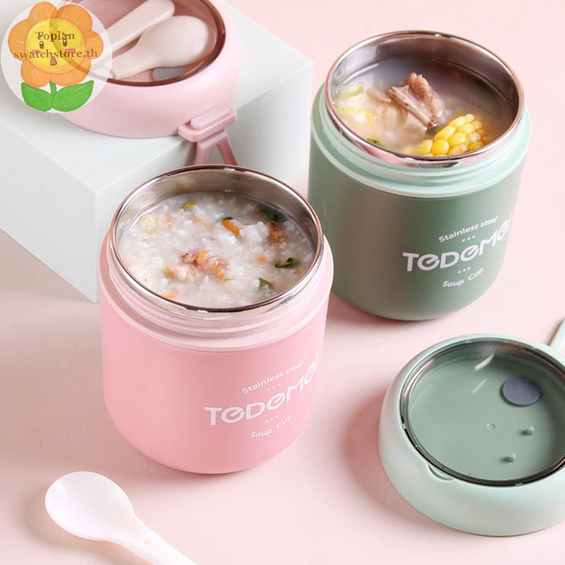 Toplan สแตนเลส Vaccum ถ้วยซุปกล่องอาหารกลางวันอุ่นช้อนอาหารขวดความร้อนฉนวนซุปภาชนะ TH