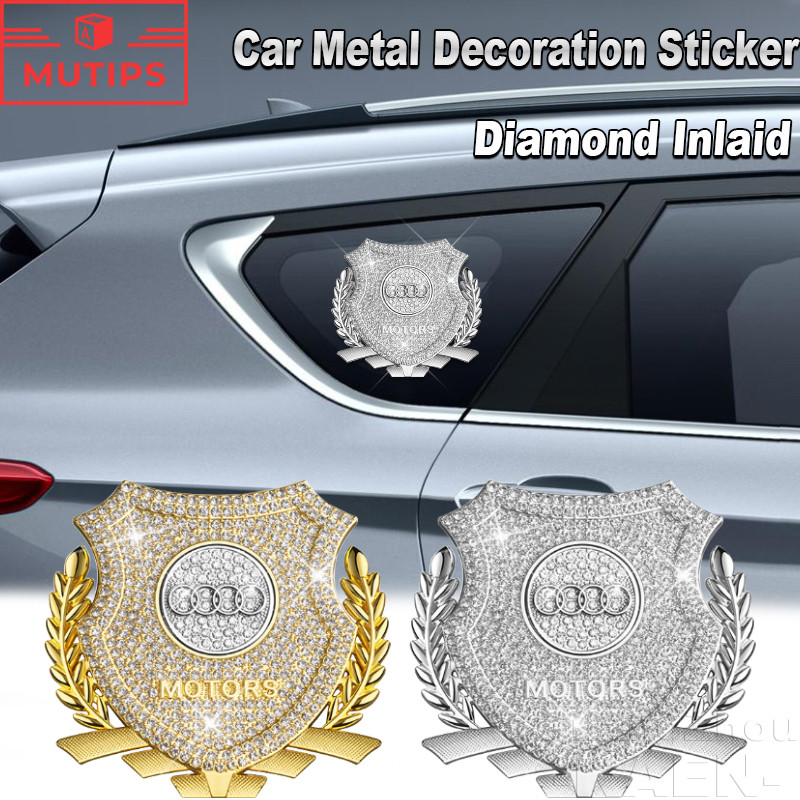 Audi สติกเกอร์ตกแต่งโลหะ สำหรับรถ สติกเกอร์โลโก้โลหะ 3D ร่างกายรถ สติกเกอร์เตือน งรูปลอกสําหรับ สำหร