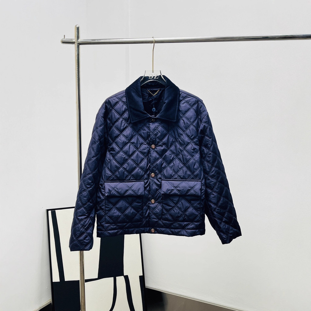 UO0N Burbe''y Spot Goods2025New Dongdaemun New Style Turn-Down Collar Diamond Loose Cotton Short Jac