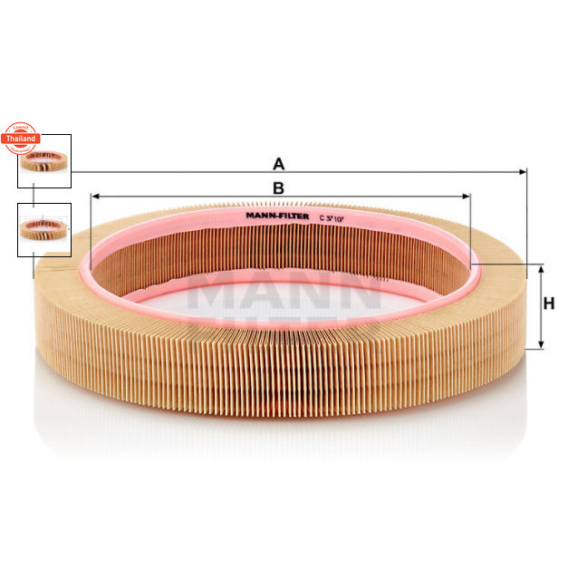 กรองอากาศ Benz 190  W201  1982 - 1993   รุ่น  190 E,  190 E 2.3    Engine Air Filter Mann C 37107 / 