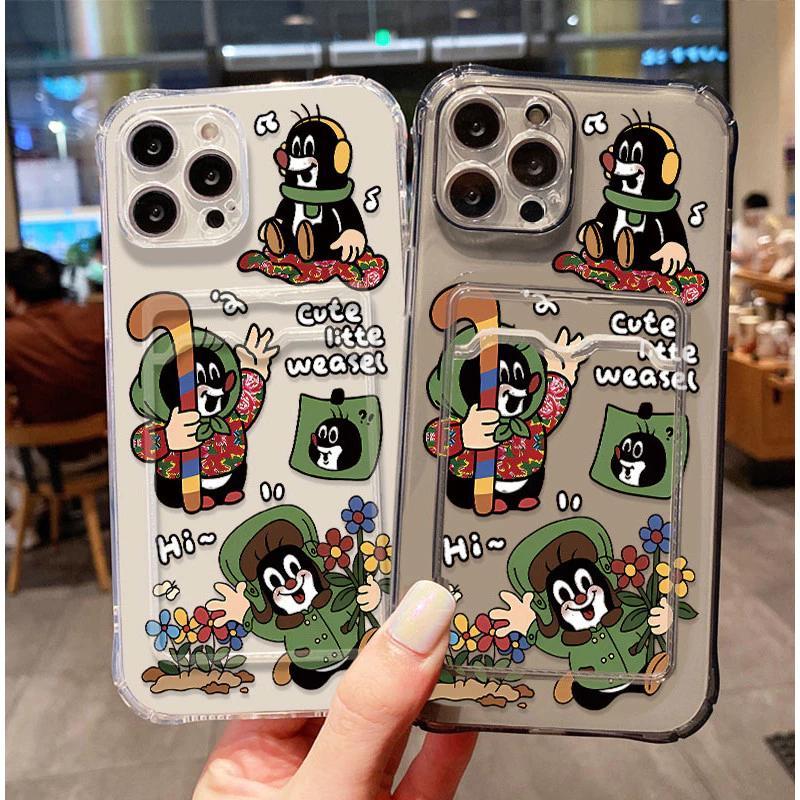 Samsung Galaxy Soft Case ATM Card Slot ID ลายดอกทิวลิป Anti Clear สําหรับ Xiaomi Redmi หมายเหตุ 13 1