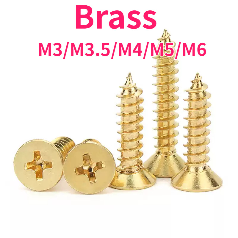 H68 ทองเหลือง/สกรูเตเปอร์แฉก JF/น็อตหัวแฉก/หัวเตเปอร์แฉกM3/M3.5/M4/M5/M6 * L6-50 มม【999-MB-1】【999-MB