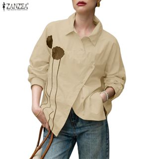 ZANZEA ซานเซีย สำหรับผู้หญิง สไตล์เกาหลี แขนยาว สบายๆ มีระบบ…