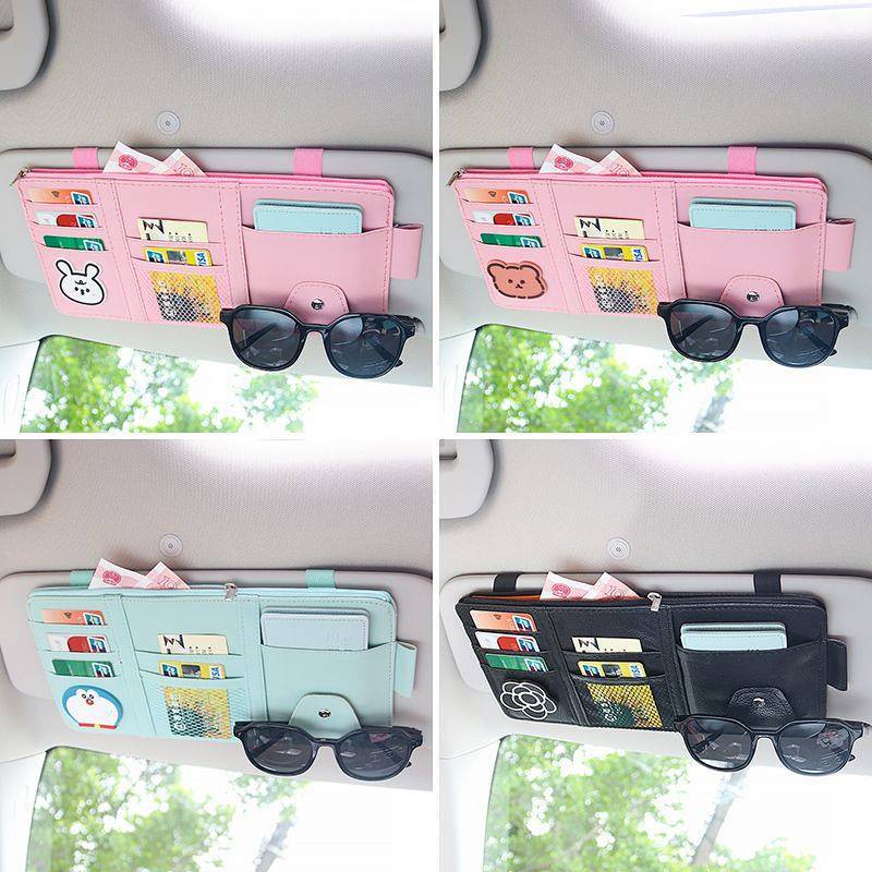 【Ready Stock】 Car Sun Visor Storage Fantastic Multifunctional Car Glasses Clip Card Bill CD Storage 