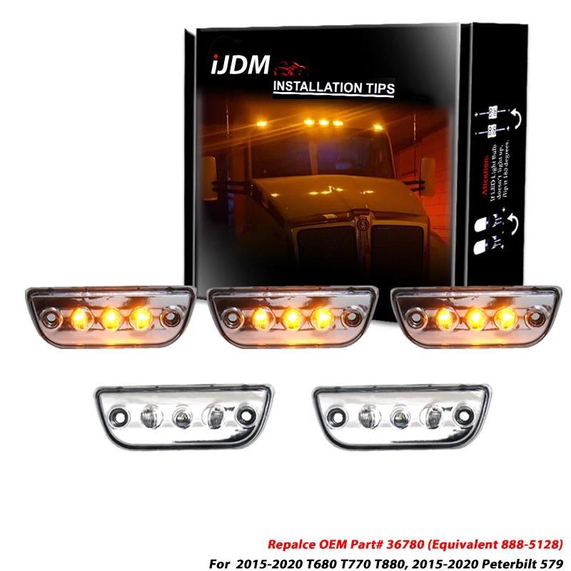 5pc Finish Super Bright Amber สีเหลือง Full LED ด้านหน้า Cab หลังคา Marker ไฟสําหรับ Kenworth T680 T