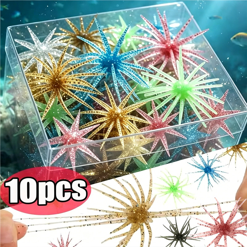 Sea Urchin เหยื่ออ่อนสําหรับหัวจิ๊กทํางานร่วมกับ Sinkers & Hooks Floating TPE Lure Target Bass Trout Perch, 3/5/10 ชิ้นน้ําทั้งหมด