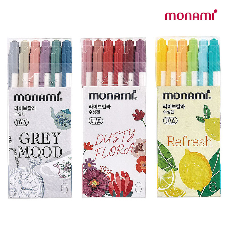 เกาหลี monami monami ความหนาสองหัว monami สีภาพวาดเรืองแสงเครื่องหมายสีสด