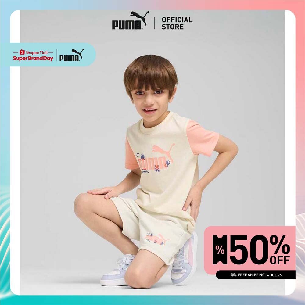 PUMA Kids กางเกงขาสั้น Sandy Adventures สำหรับเด็ก สีขาว - 68514387