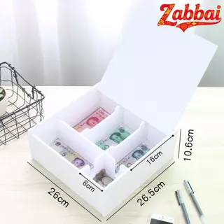 Zabbai 2026พร้อม ที่จะจัดส่ง ตะกร้าใส่ของแบ่งช่องกล่องเก็บเงินสด ธนบัตร ที่เก็บเงิน ช่องการค้า ลิ้นชักเล็ก