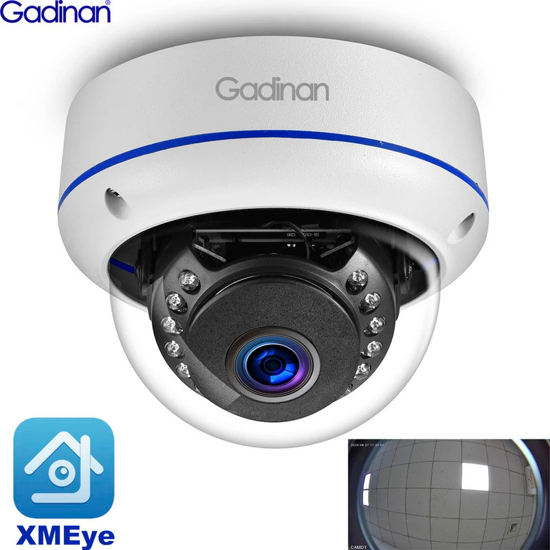 Gadinan โดมกล้องวงจรปิด 4K กล้อง IP 1.7 มม. Fisheye มุมกว้าง 8MP 5MP 4MP 150 องศา Face Detection Vid