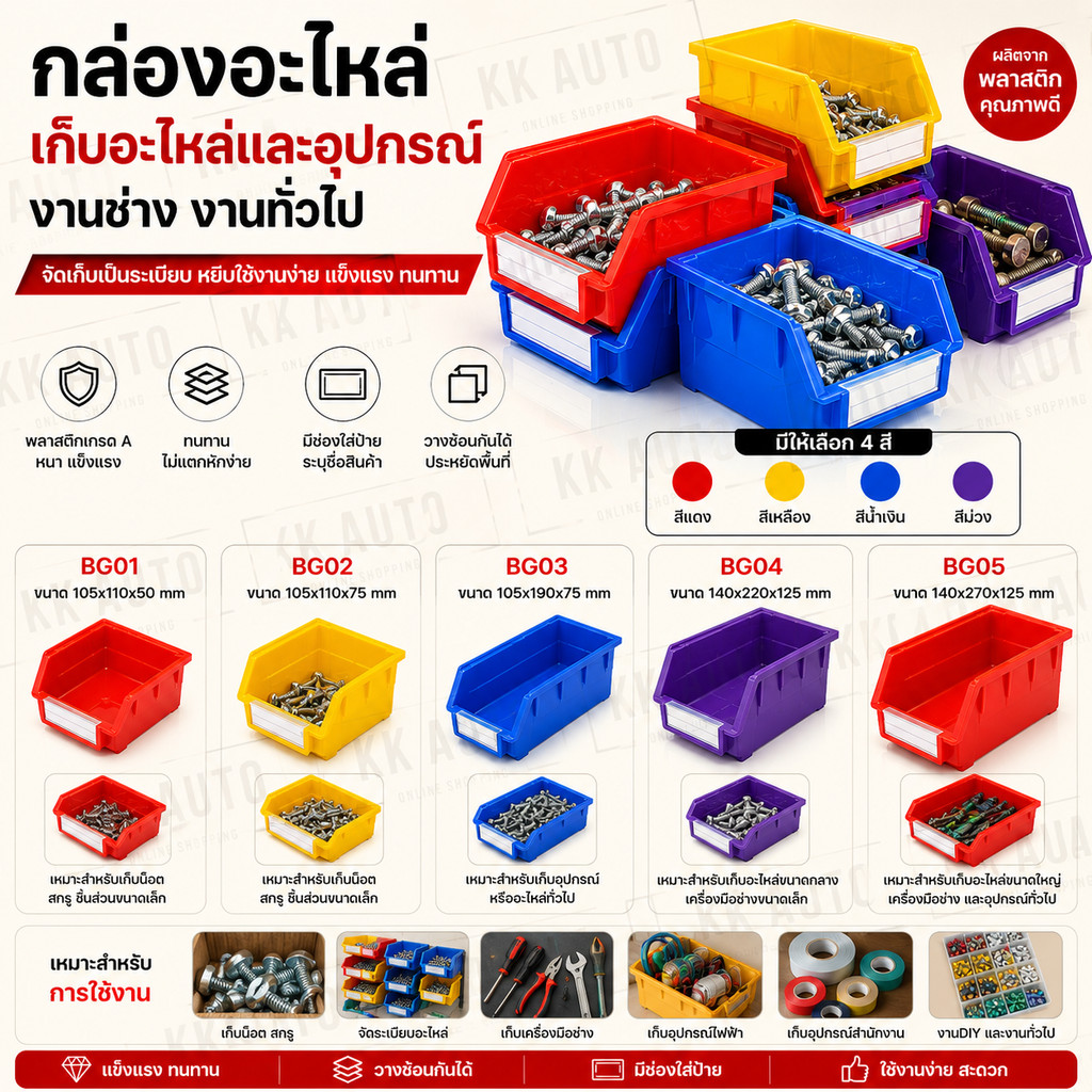 กล่องอะไหล่  เก็บอะไหล่และอุปกรณ์ ลังเล็กใส่เครื่องมือ แบบพลาสติก(มีหน้าร้าน ในไทย)