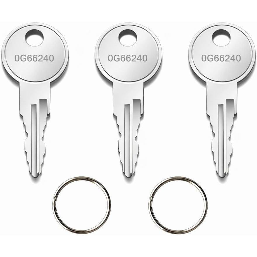 3-Pack 0G66240 ปุ่มเปลี่ยนเข้ากันได้กับ Generac Cabinet Lock 0G6624 0G66240KEY, พร้อม 2 Key Rings
