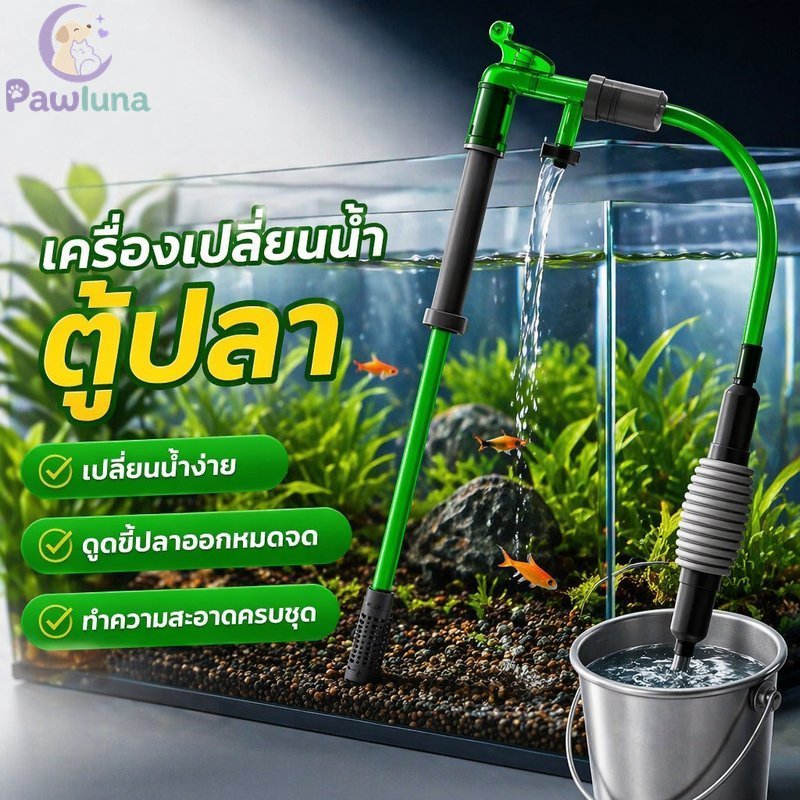 Aquarium Gravel Cleaner Siphon Water Changer Fish Waste สูญญากาศปรับหลอดยาวท่อ