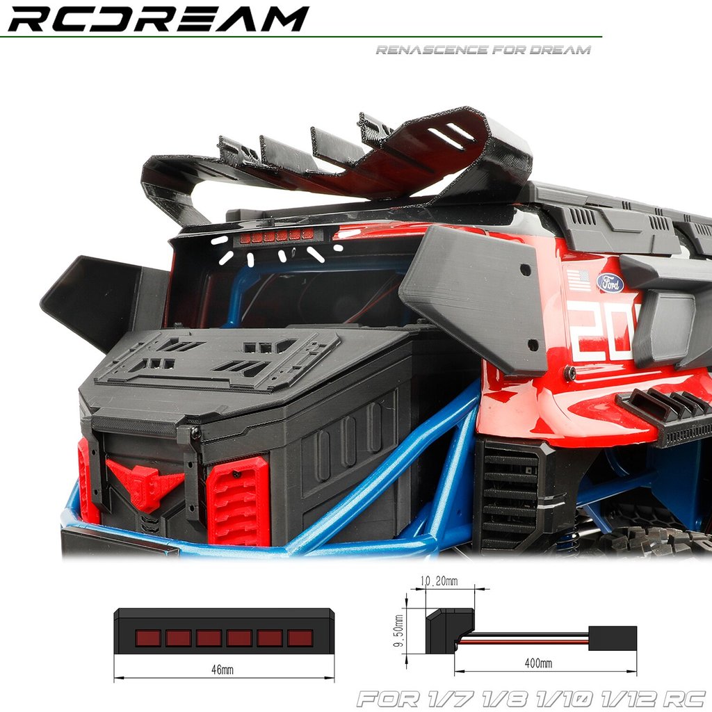 RCDream MJX H8P H12P H12Y จําลองไฟท้ายด้านหลังปีนเขารถท่อ Rack รถสั้นการ์ดไฟเบรคสูงอุปกรณ์เสริม