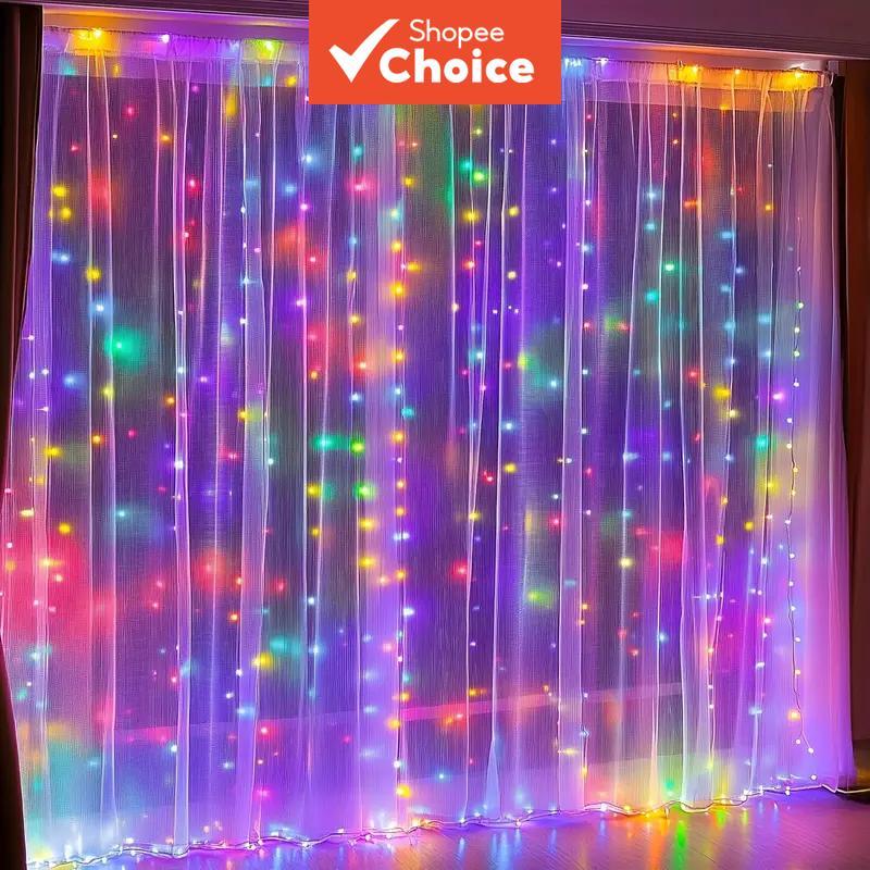 ไฟสาย LED แบบม่าน - เสียบสาย USB, ควบคุมด้วยรีโมท 8 โหมด, ตกแต่งแขวนในร่ม เหมาะสําหรับคริสต์มาส, ฮาโลวีน, งานแต่งงาน, งานปาร์ตี้, ไฟสายห้องนอน