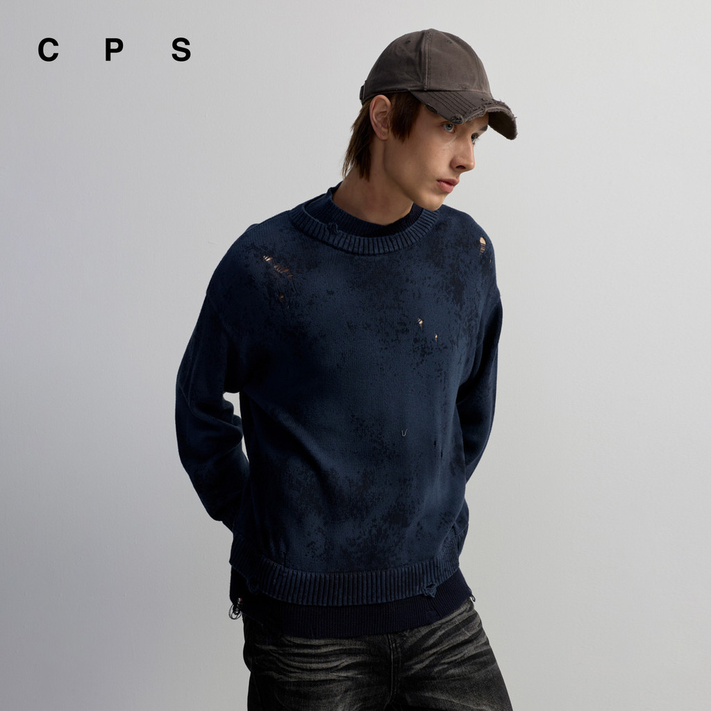 CPS เสื้อสเวตเตอร์แต่งขาด ผู้ชาย DESTROY KNITTED SWEATER รุ่น C26WGMA110 (AW26#A1)