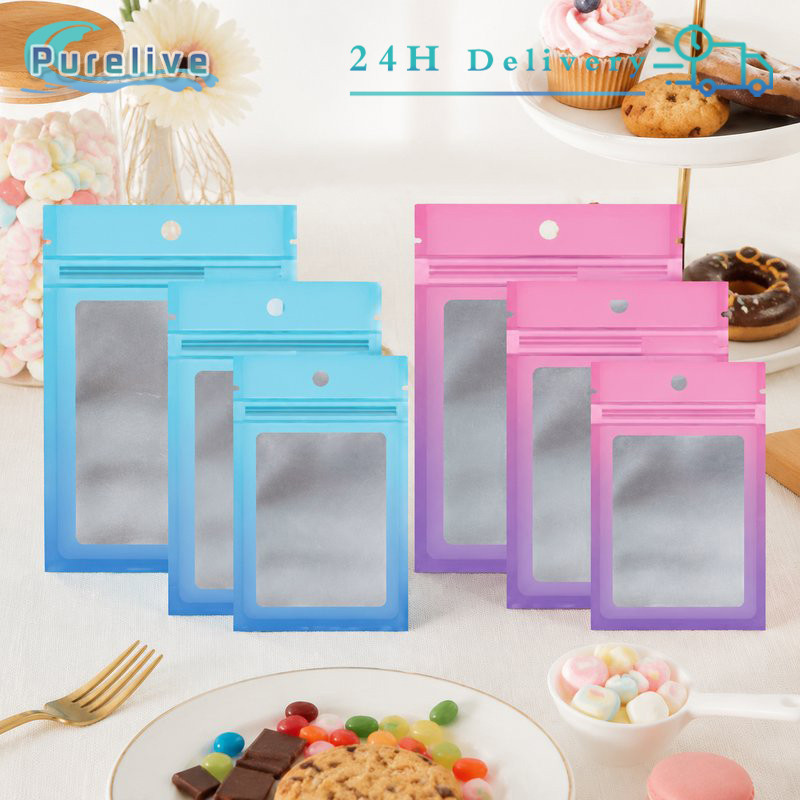 100 ชิ้นของที่ระลึก Ziplock กระเป๋าอลูมิเนียมฟอยล์ Ziplock นํากลับมาใช้ใหม่ได้
