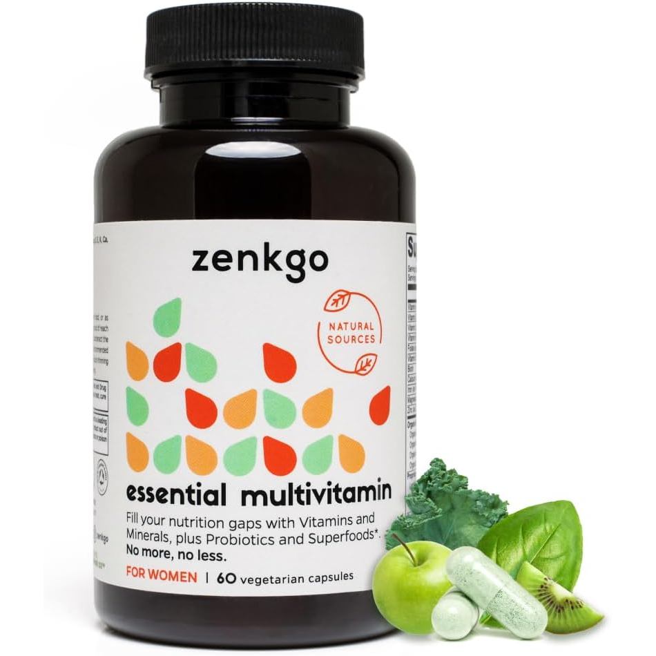 Zenkgo Multivitamins+อาหารออร์แกนิกทั้ง+โปรไบโอติกตัวเมีย, รองรับภูมิคุ้มกัน, ย่อยอาหาร, พลังงาน, สุ
