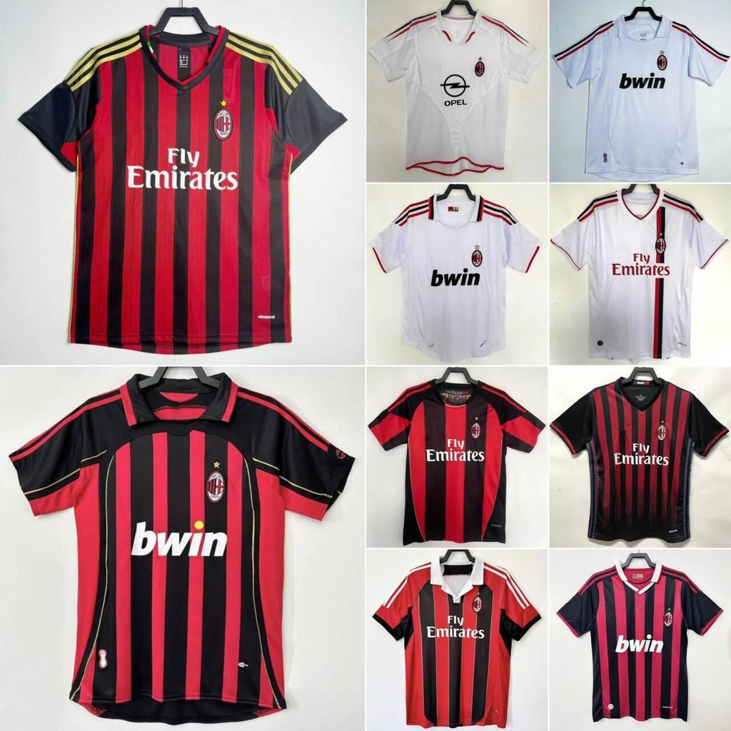 เสื้อฟุตบอล Retro 0607AC Milan Club เสื้อฟุตบอลจําลองอารมณ์พร้อมสต็อกชุดผสมได้