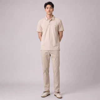 LTD เสื้อโปโลแขนสั้น ผู้ชาย สีเบจ | Pique polo | 03635