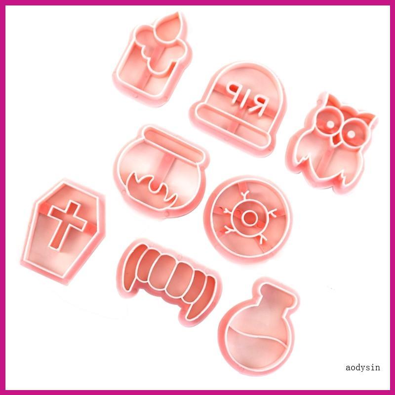 (ส่วนลดสูง)aodysin.th Pack of 8 Biscuit Molds Small Cookie Molds Halloween Small Biscuit Cutter Cook
