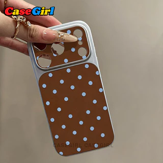 เคสโทรศัพท์หรูหราโทนวินเทจ ลายจุดเล็กสีน้ำเงินตัดสีน้ำตาล สำหรับ iPhone 13 15 12 14 17 11 16 Pro Max 15 14 16 Plus