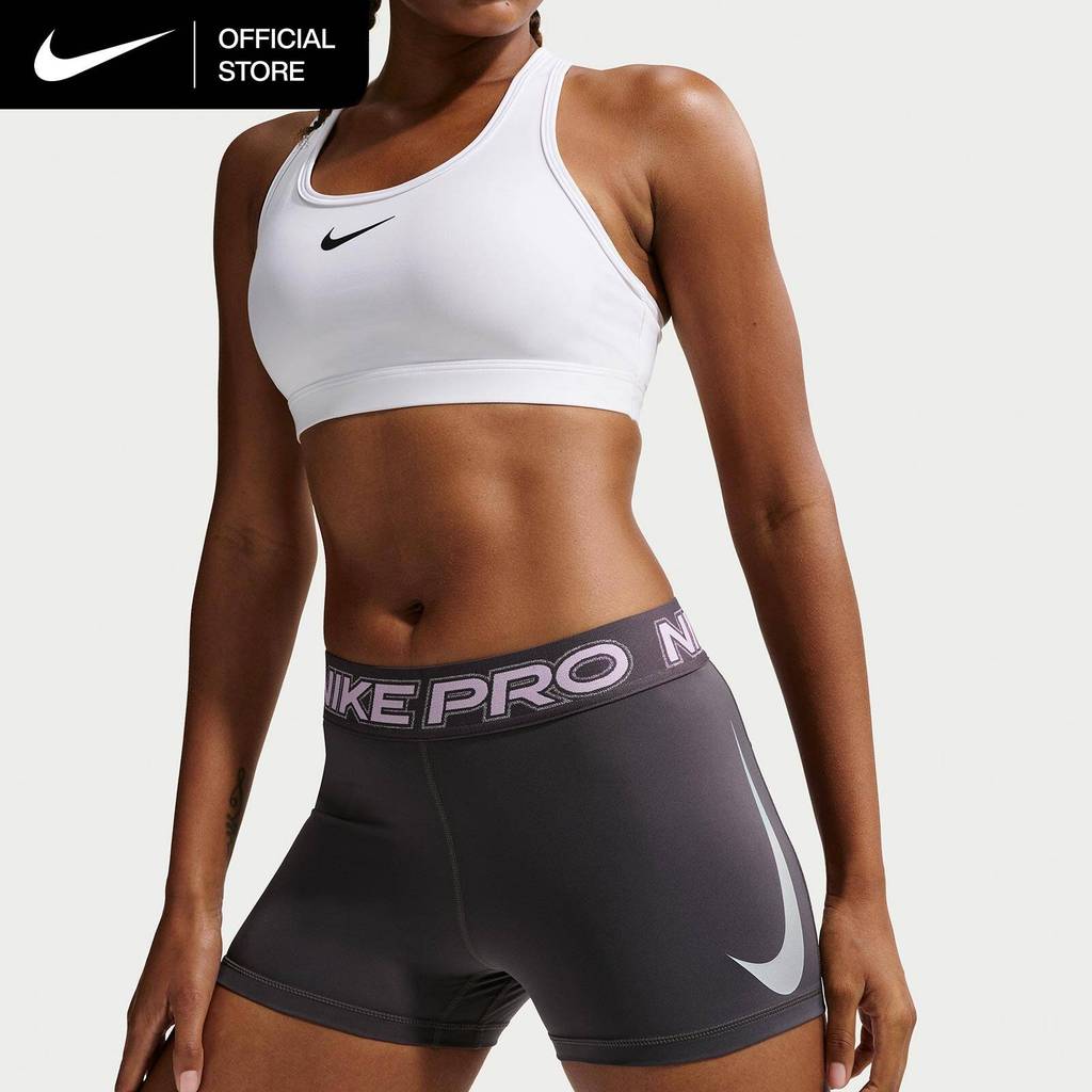 Nike Women's Pro Mid-Rise 3" Biker Shorts - Thunder Grey [IB9232-036]
